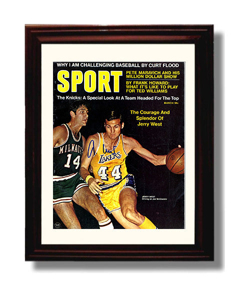 Jerry West 1966 SI Cover Lakers Backcourt Brilliance Basketball Wall Art 8x10 Beveled Frame basketball wall art print