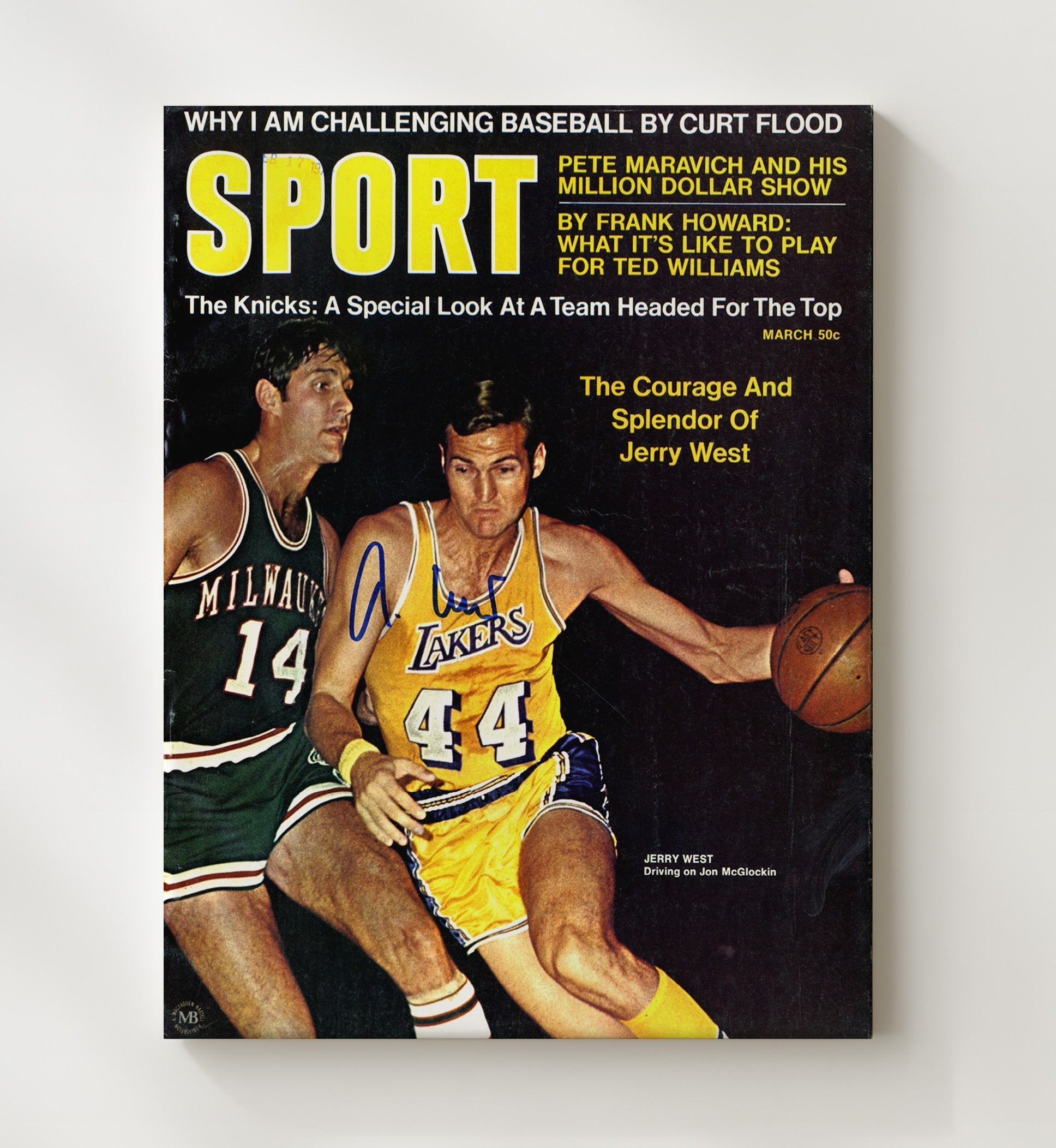 Jerry West 1966 SI Cover Lakers Backcourt Brilliance Basketball Wall Art 20x24 Canvas basketball wall art print