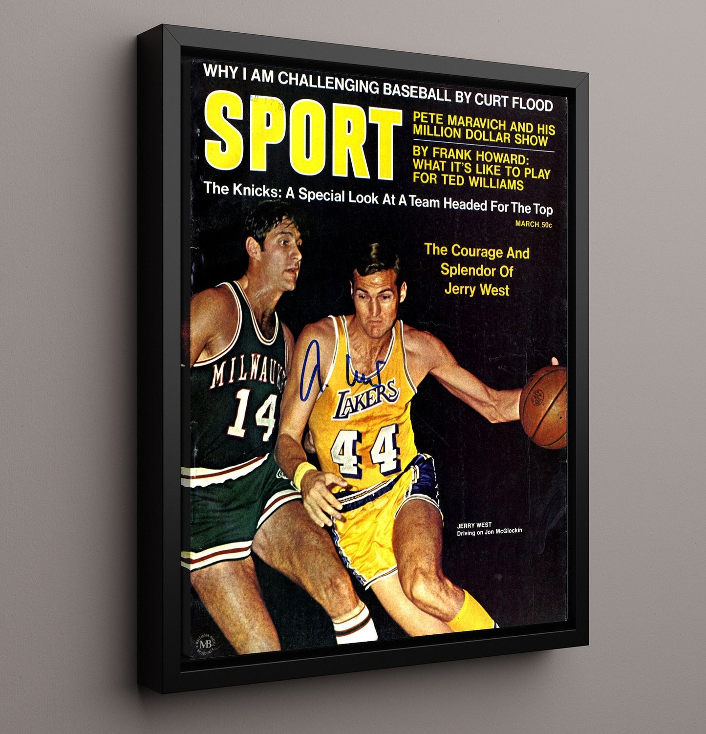 Jerry West 1966 SI Cover Lakers Backcourt Brilliance Basketball Wall Art 16x20 Framed Canvas basketball wall art print