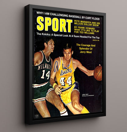 Jerry West 1966 SI Cover Lakers Backcourt Brilliance Basketball Wall Art 16x20 Framed Canvas basketball wall art print