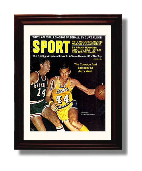 Jerry West 1966 SI Cover Lakers Backcourt Brilliance Basketball Wall Art 8x10 Beveled Frame basketball wall art print
