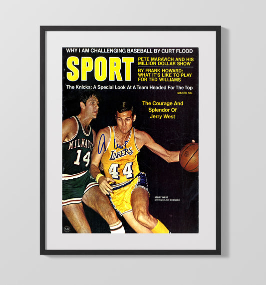 Jerry West 1966 SI Cover Lakers Backcourt Brilliance basketball print - 16x20 Gallery Frame wall art