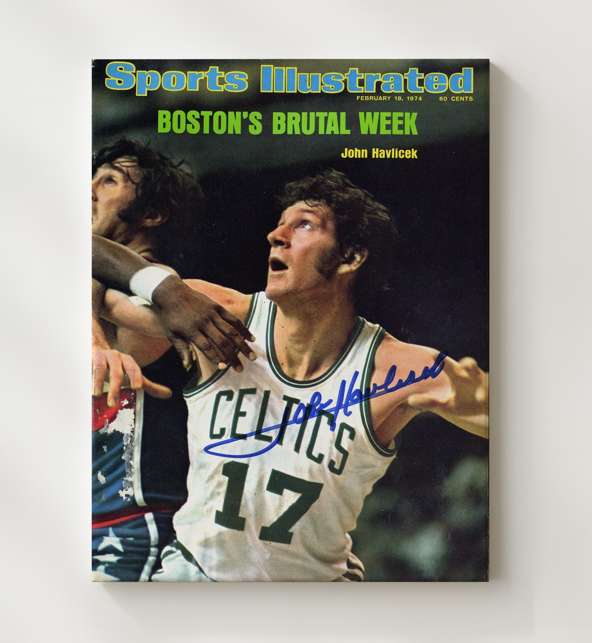 John Havlicek 1974 SI Cover Bostons Brutal Week Basketball Wall Art 20x24 Canvas basketball wall art print