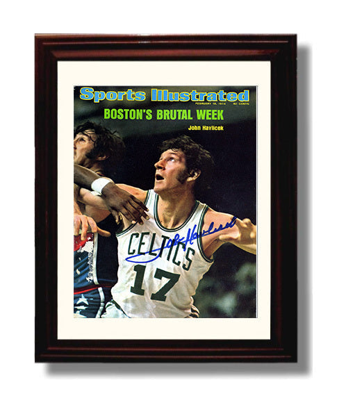 John Havlicek 1974 SI Cover Bostons Brutal Week Basketball Wall Art 8x10 Beveled Frame basketball wall art print