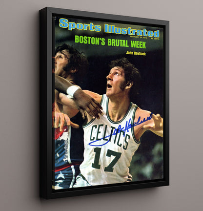 John Havlicek 1974 SI Cover Bostons Brutal Week Basketball Wall Art 16x20 Framed Canvas basketball wall art print