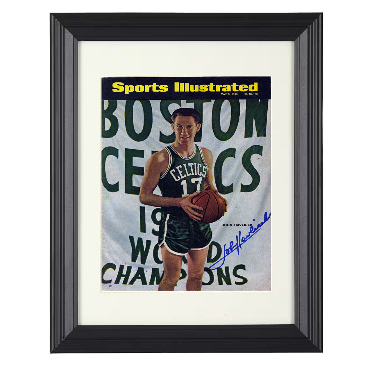John Havlicek Celtics Championship Era Hondo Legacy basketball print - 8x10 Beveled Frame wall art