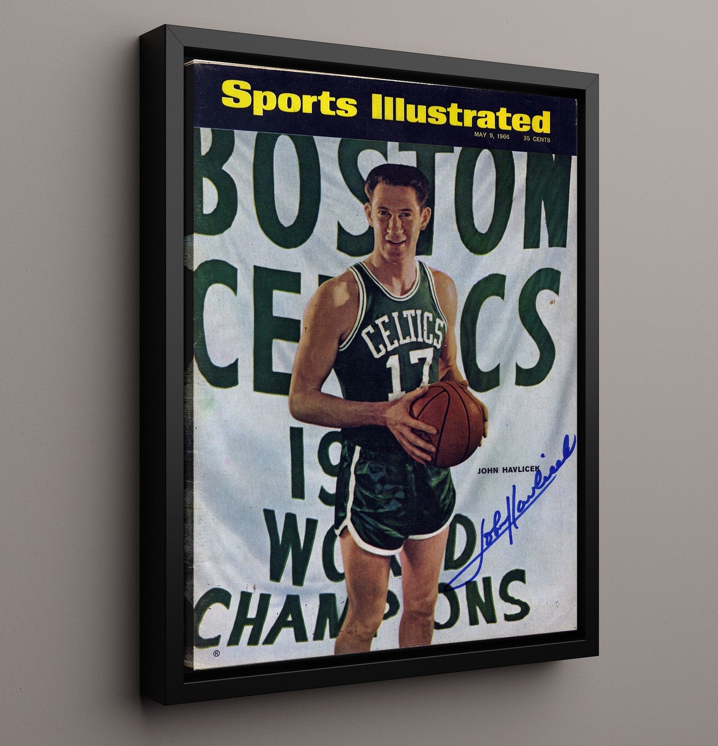 John Havlicek Celtics Championship Era Hondo Legacy basketball print - 16x20 Framed Canvas wall art