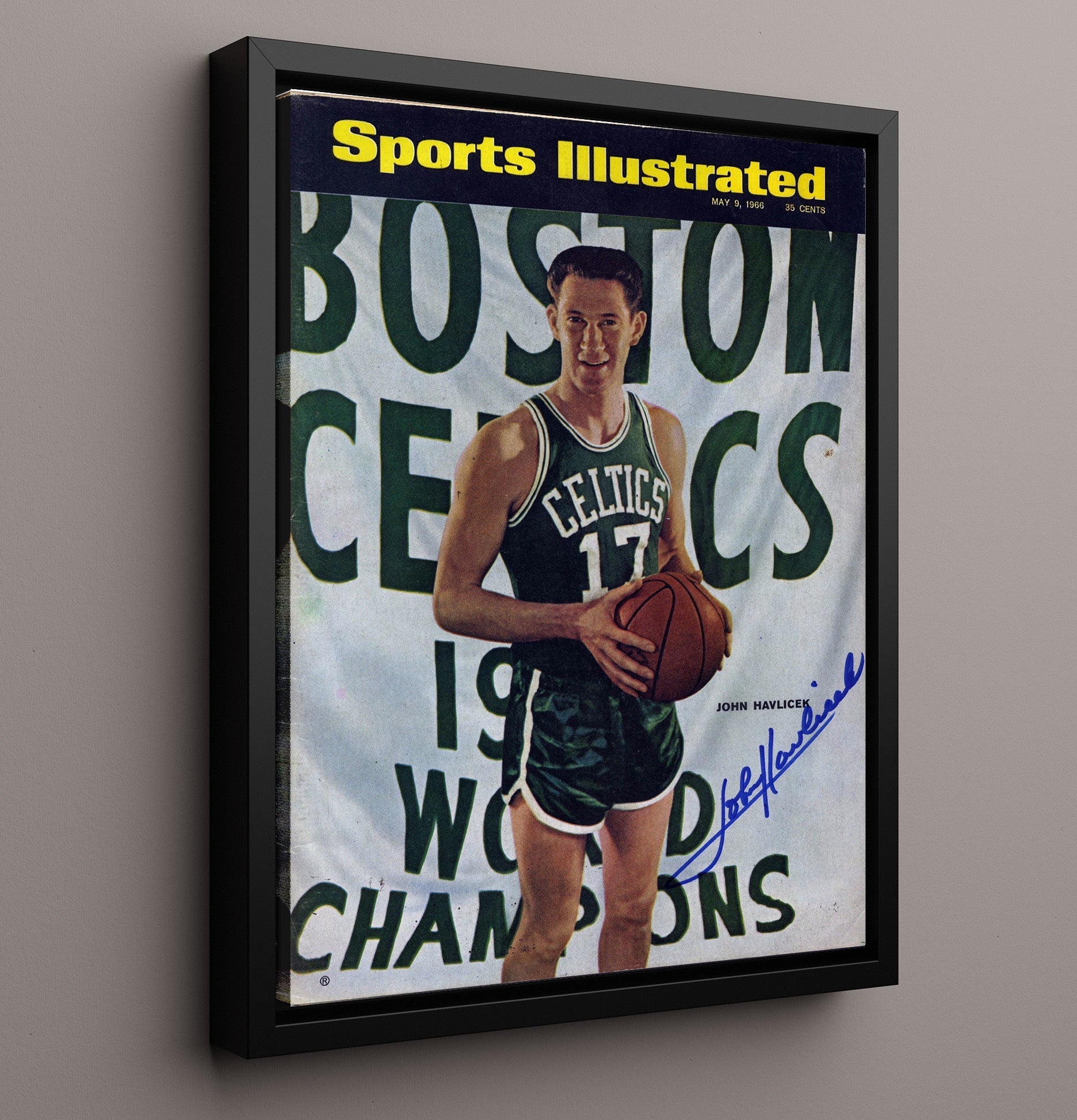 John Havlicek Celtics Championship Era Hondo Legacy basketball print - 16x20 Framed Canvas wall art