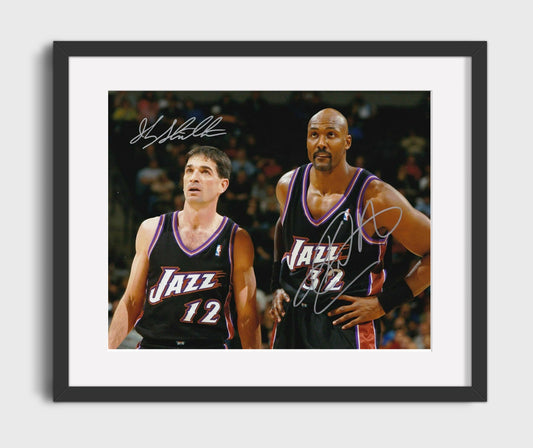 John Stockton Karl Malone Jazz Pick and Roll Legends basketball print - 16x20 Gallery Frame wall art