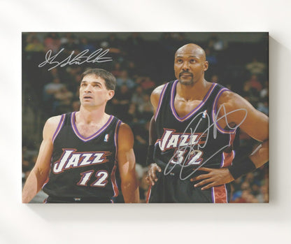 John Stockton Karl Malone Jazz Pick and Roll Legends Basketball Wall Art 20x24 Canvas basketball wall art print
