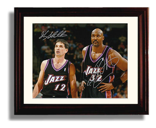John Stockton Karl Malone Jazz Pick and Roll Legends Basketball Wall Art 8x10 Beveled Frame basketball wall art print