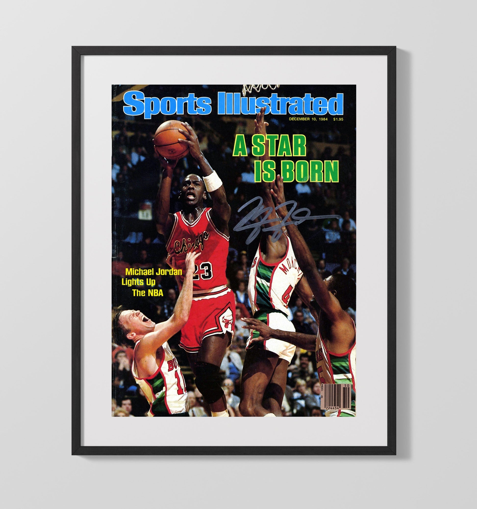 Jordan A Star Is Born Rookie Sensation SI Cover December 1984 Basketball Wall Art 16x20 Gallery Frame basketball wall art print