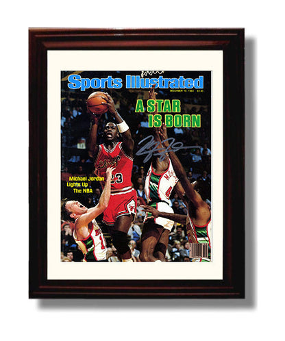 Jordan A Star Is Born Rookie Sensation SI Cover December 1984 Basketball Wall Art 8x10 Beveled Frame basketball wall art print