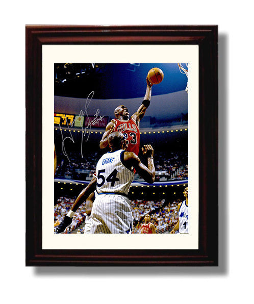 Jordan Bulls Airborne Finals Elevation Over Orlando Basketball Wall Art 8x10 Beveled Frame basketball wall art print