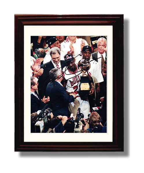 Jordan Chicago Championship Trophy Presentation Basketball Wall Art 8x10 Beveled Frame basketball wall art print