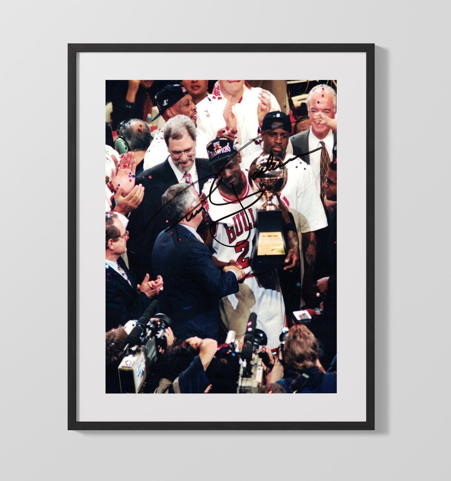 Jordan Chicago Championship Trophy Presentation Basketball Wall Art 16x20 Gallery Frame basketball wall art print
