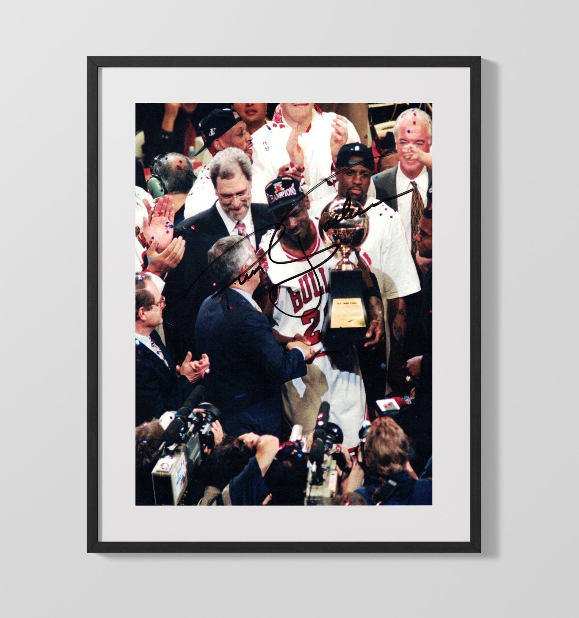 Jordan Chicago Championship Trophy Presentation Basketball Wall Art 16x20 Gallery Frame basketball wall art print