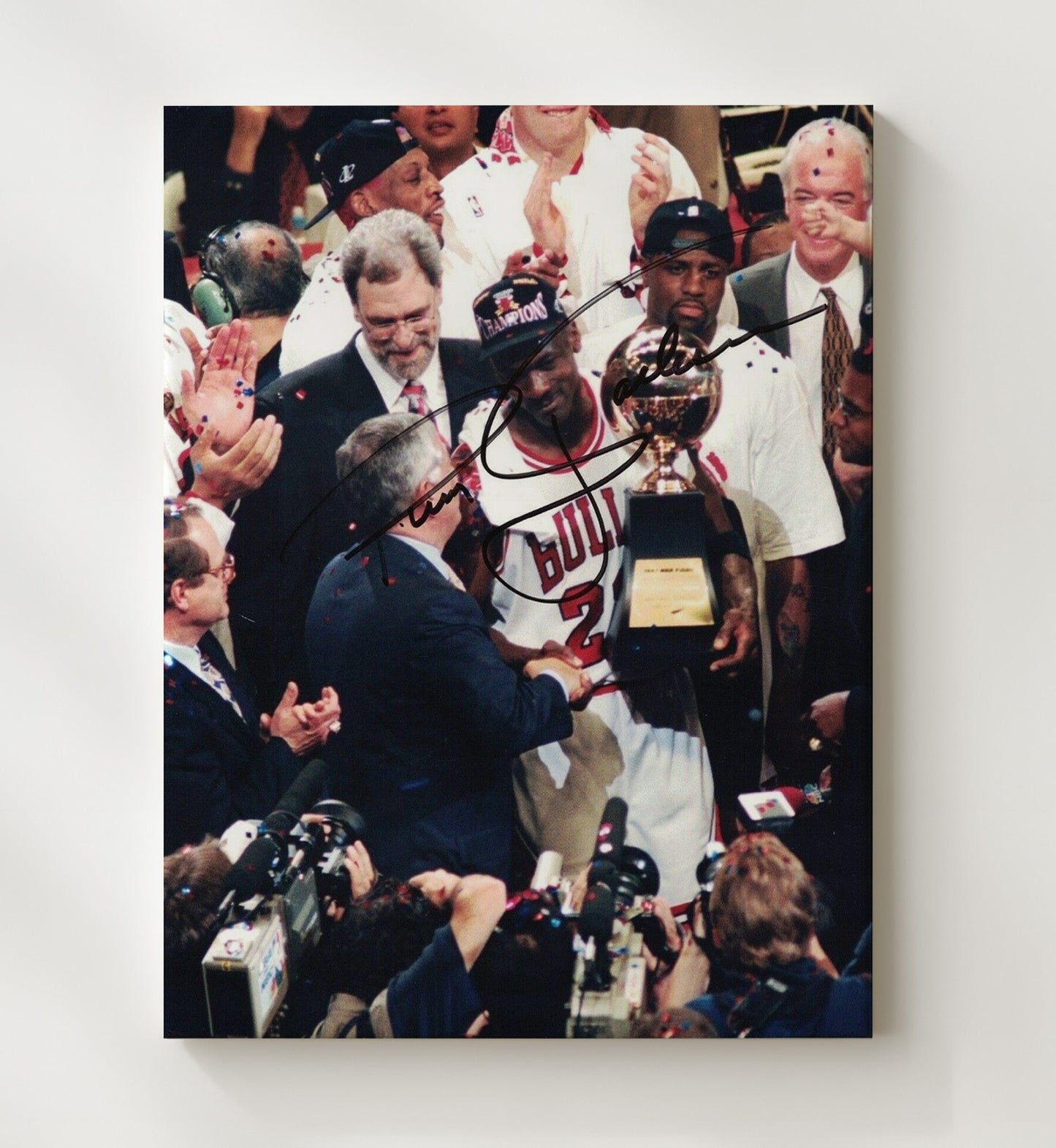 Jordan Chicago Championship Trophy Presentation Basketball Wall Art 20x24 Canvas basketball wall art print