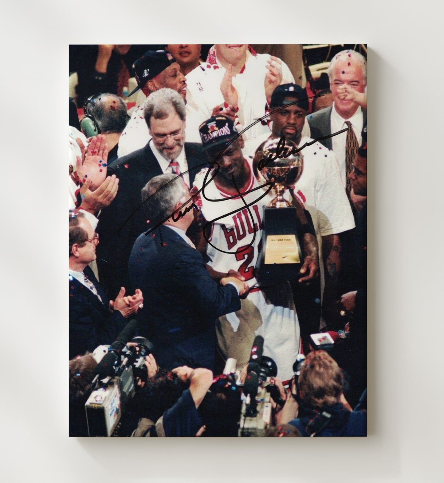 Jordan Chicago Basketball Championship Trophy Presentation basketball print - 20x24 Canvas wall art