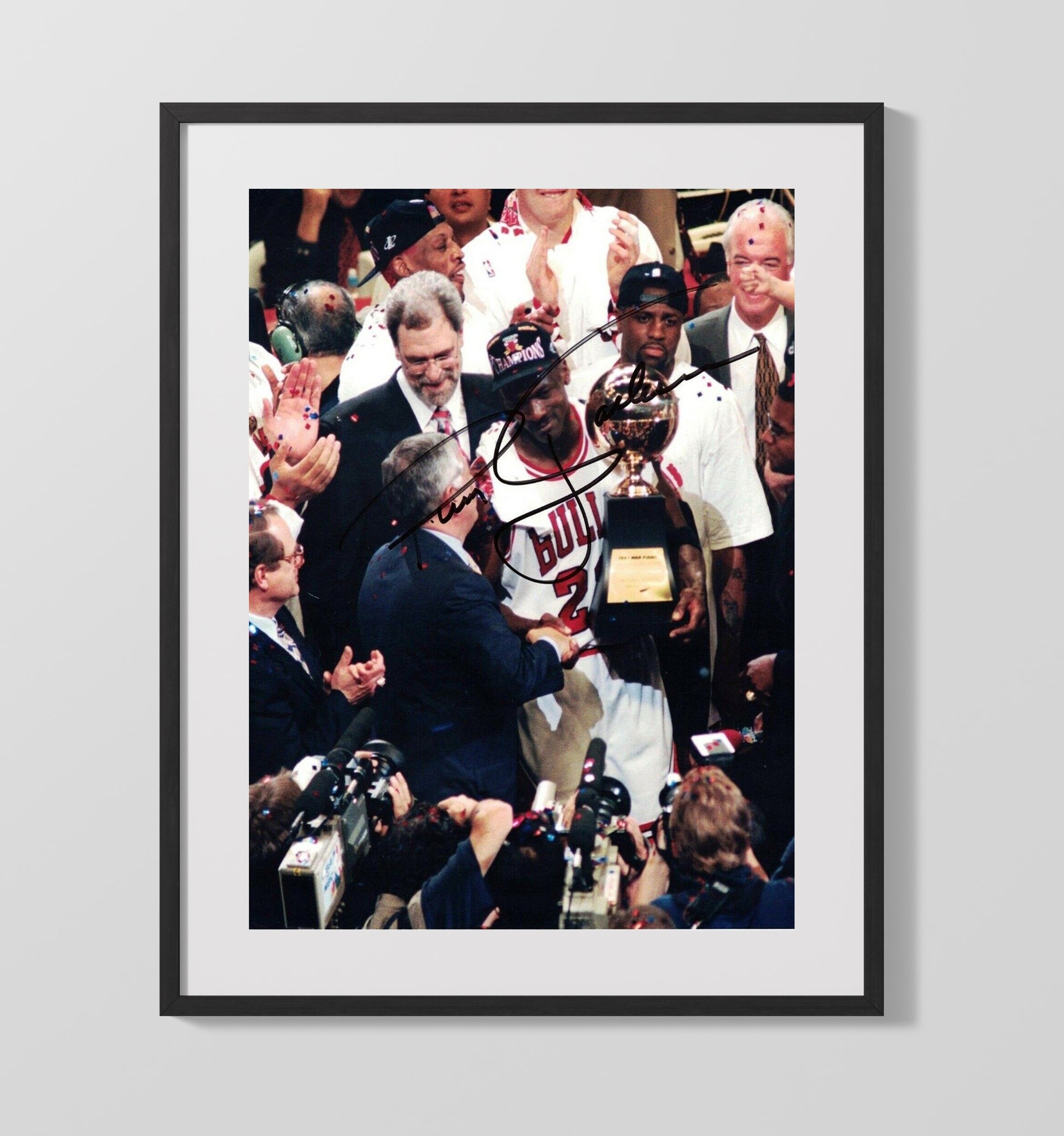 Jordan Chicago Basketball Championship Trophy Presentation Basketball Wall Art 16x20 Gallery Frame basketball wall art print