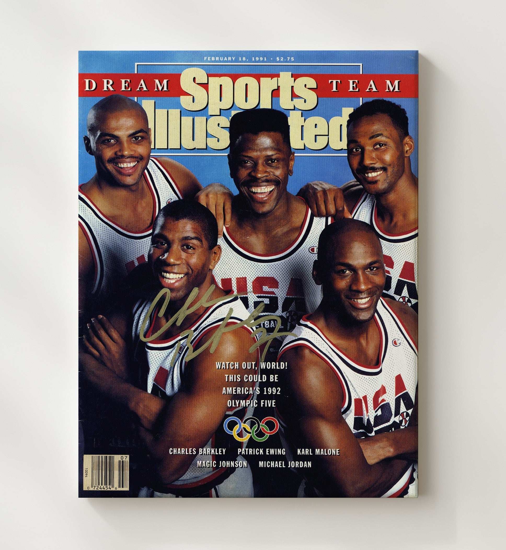 Jordan Dream Team Olympic Preview SI Cover February 1991 basketball print - 20x24 Canvas wall art