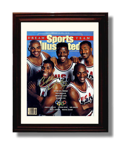 Jordan Dream Team Olympic Preview SI Cover February 1991 Basketball Wall Art 8x10 Beveled Frame basketball wall art print