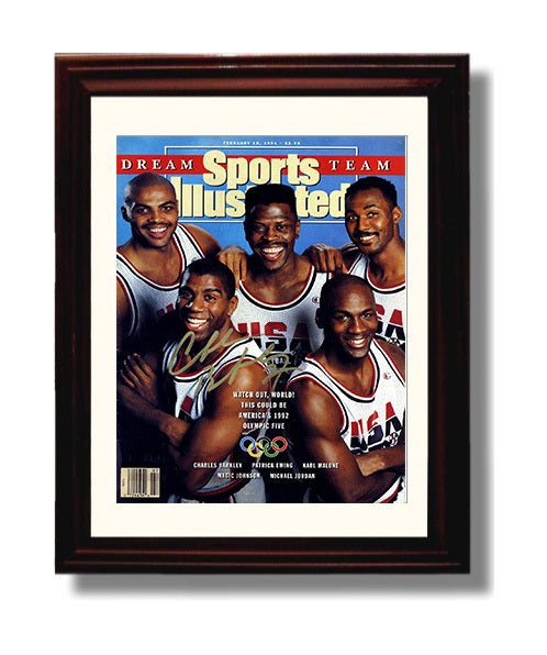 Jordan Dream Team Olympic Preview SI Cover February 1991 Basketball Wall Art 8x10 Beveled Frame basketball wall art print