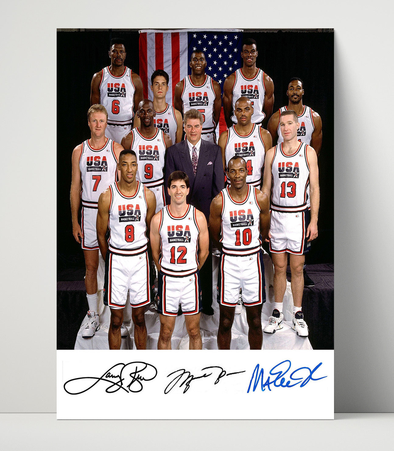 Jordan Dream Team with Bird and Magic 1992 SI Portrait basketball print - 16x20 Unframed Print wall art