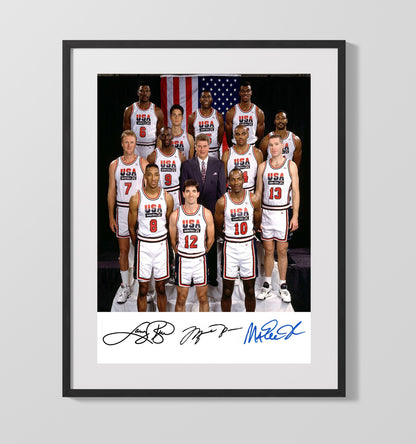 Jordan Dream Team with Bird and Magic 1992 SI Portrait Basketball Wall Art 16x20 Gallery Frame basketball wall art print