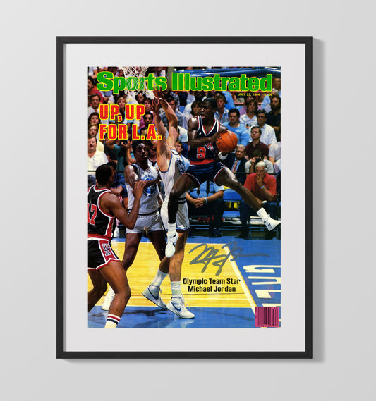 Jordan Olympic Team Star Rising SI Cover July 1984 basketball print - 16x20 Gallery Frame wall art