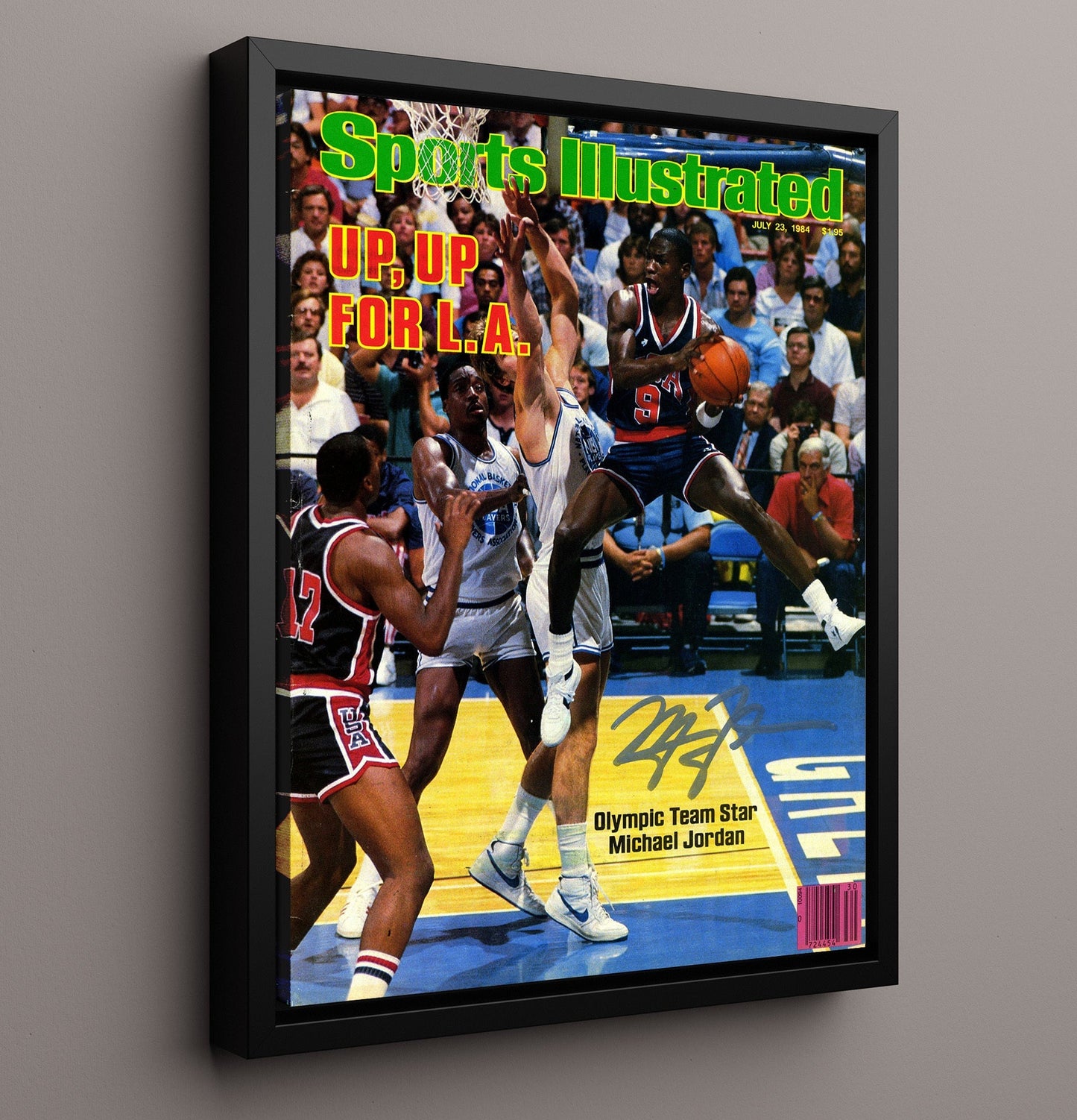 Jordan Olympic Team Star Rising SI Cover July 1984 basketball print - 16x20 Framed Canvas wall art