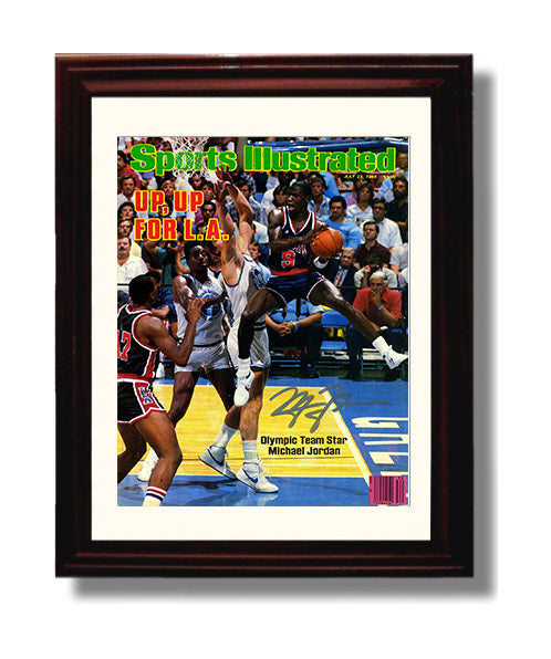 Jordan Olympic Team Star Rising SI Cover July 1984 Basketball Wall Art 8x10 Beveled Frame basketball wall art print