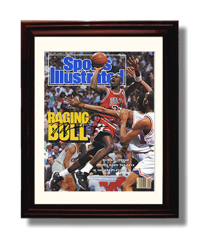 Jordan Raging Bull Playoff Surge SI Cover May 1989 Basketball Wall Art 8x10 Beveled Frame basketball wall art print