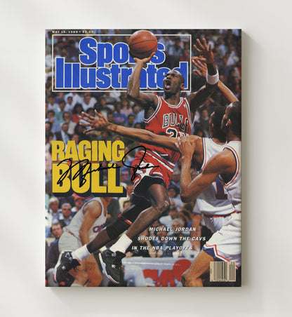 Jordan Raging Bull Playoff Surge SI Cover May 1989 Basketball Wall Art 20x24 Canvas basketball wall art print
