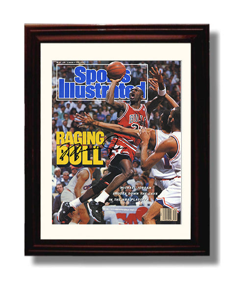 Jordan Raging Bull Playoff Surge SI Cover May 1989 Basketball Wall Art 8x10 Beveled Frame basketball wall art print