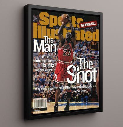 Jordan The Man. The Shot. Finals Winner SI Cover June 1998 Basketball Wall Art 16x20 Framed Canvas basketball wall art print