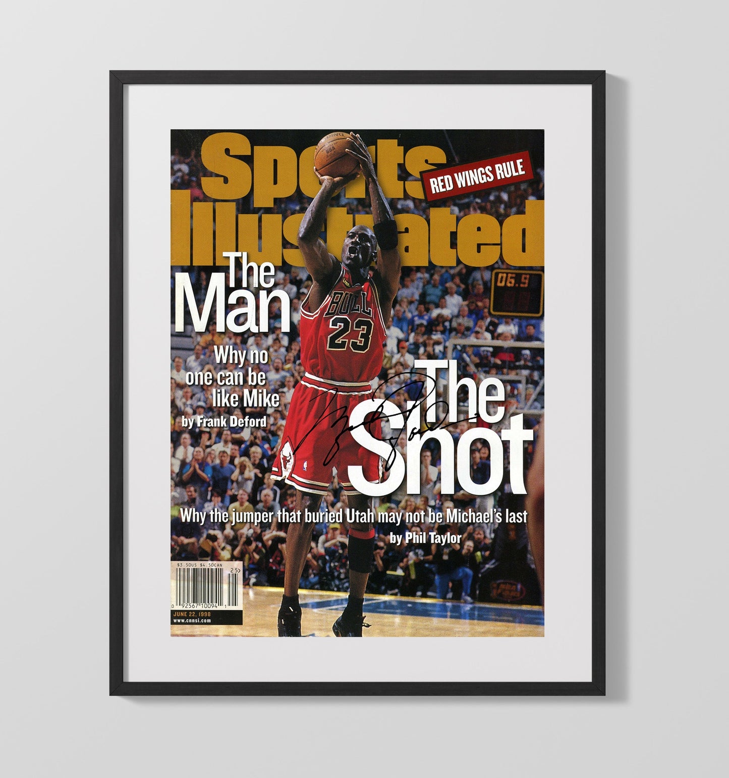 Jordan The Man. The Shot. Finals Winner SI Cover June 1998 Basketball Wall Art 16x20 Gallery Frame basketball wall art print