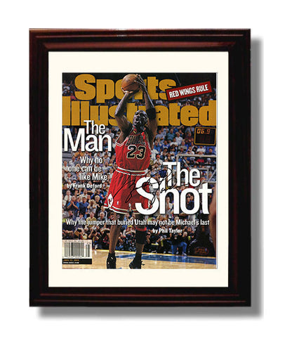 Jordan The Man. The Shot. Finals Winner SI Cover June 1998 Basketball Wall Art 8x10 Beveled Frame basketball wall art print