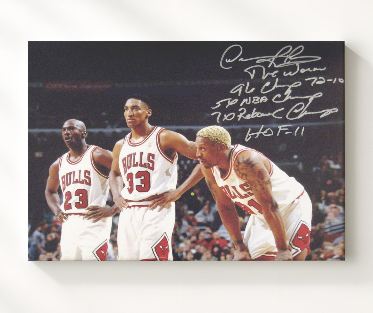 Jordan Pippen Rodman Bulls Big Three Sideline basketball print - 20x24 Canvas wall art