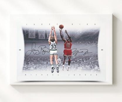 Jordan vs Bird Elevated Duel Basketball Wall Art 20x24 Canvas basketball wall art print
