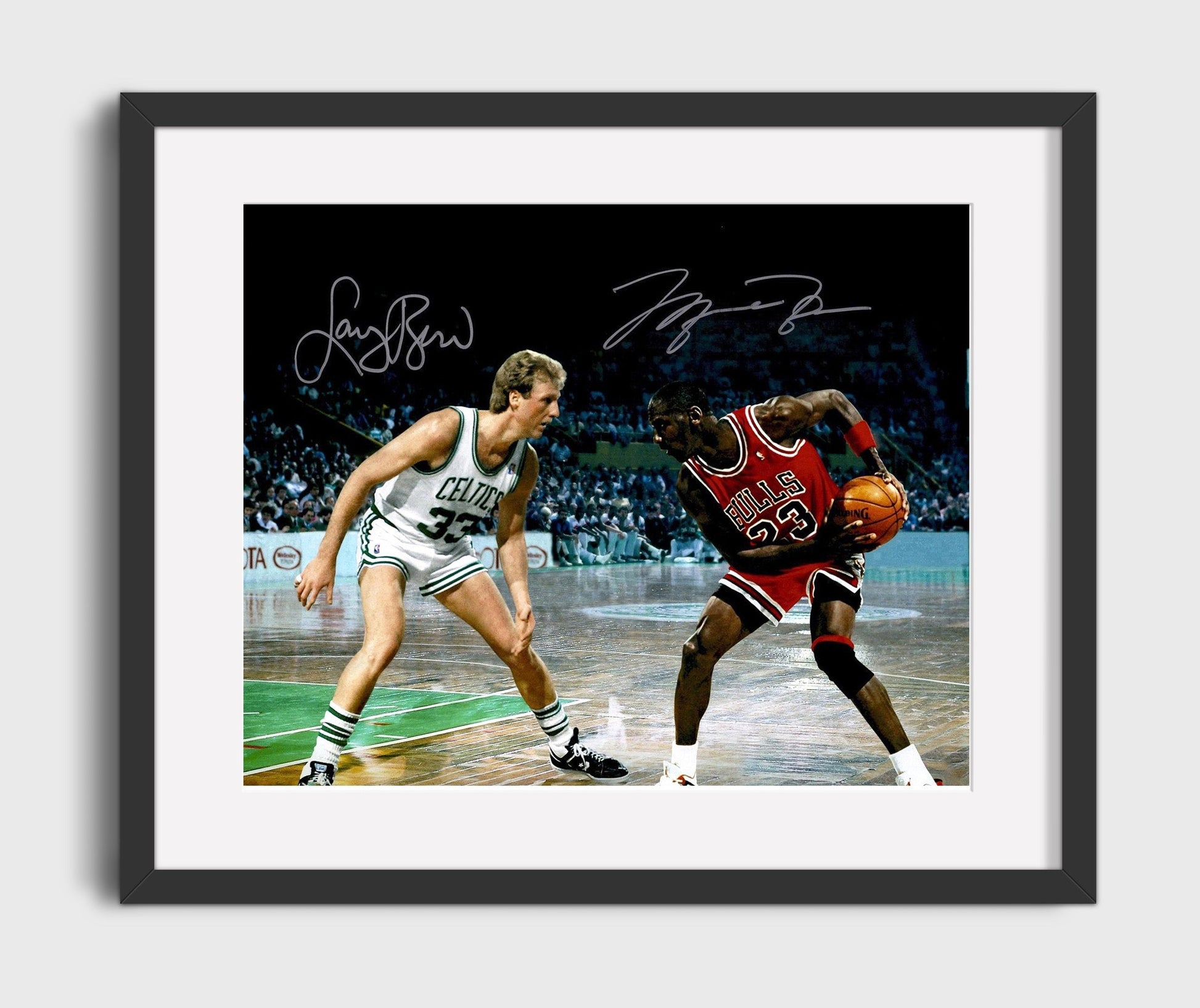 Jordan vs Bird Duel 1980s Classic Basketball Wall Art 16x20 Gallery Frame basketball wall art print