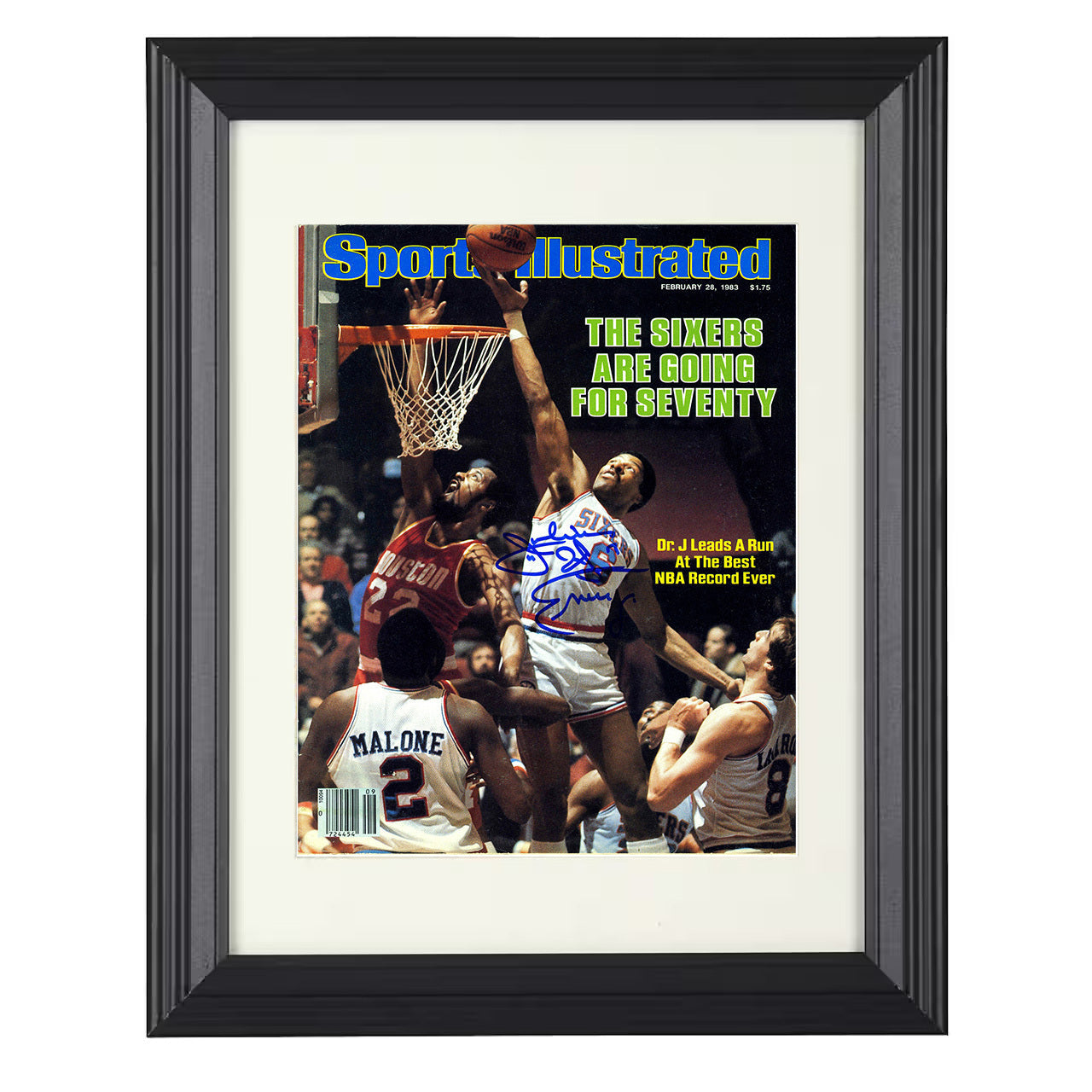 Julius Erving - Sixers Seventy Surge 1983 SI 8x10 framed basketball wall art
