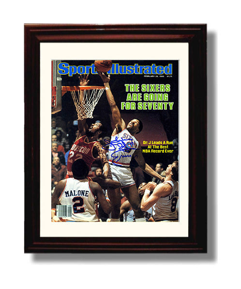 Julius Erving 1983 SI Cover Sixers Seventy Surge Basketball Wall Art 8x10 Beveled Frame basketball wall art print