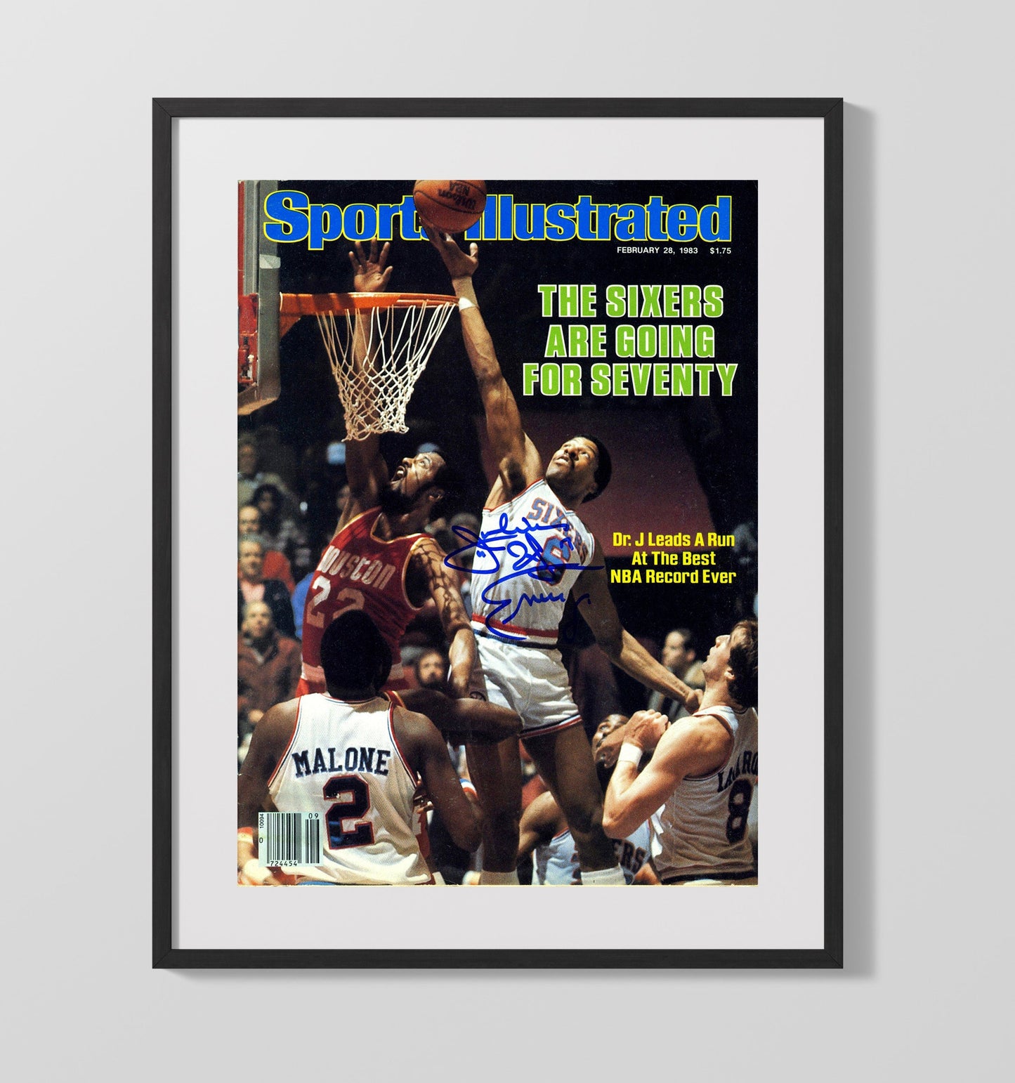 Julius Erving 1983 SI Cover Sixers Seventy Surge basketball print - 16x20 Gallery Frame wall art