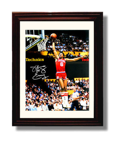 Julius Erving Sixers Baseline Skywalk Finish Basketball Wall Art 8x10 Beveled Frame basketball wall art print