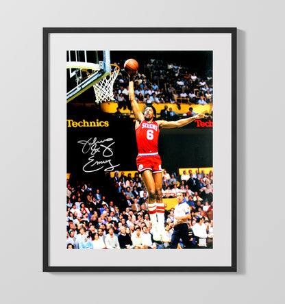 Julius Erving Sixers Baseline Skywalk Finish Basketball Wall Art 16x20 Gallery Frame basketball wall art print