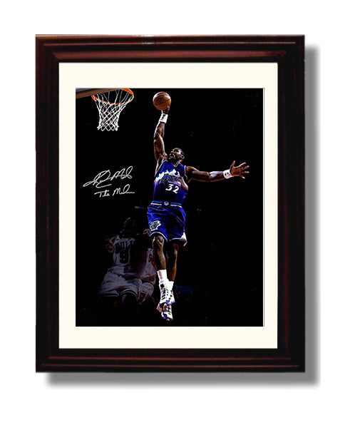 Karl Malone Utah Mailman Rim Hammer Spotlight Basketball Wall Art 8x10 Beveled Frame basketball wall art print