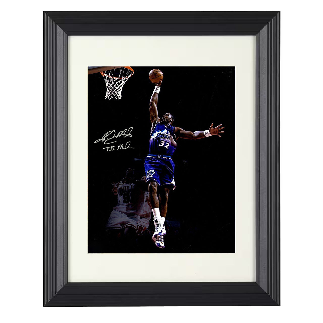 Karl Malone - Utah Mailman Rim Hammer 8x10 framed basketball wall art