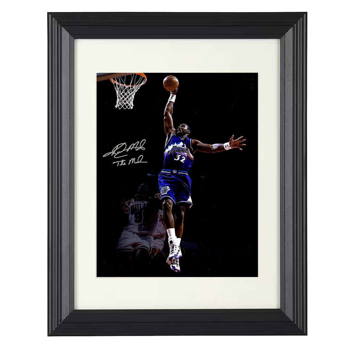 Karl Malone Utah Mailman Rim Hammer Spotlight Basketball Wall Art 16x20 Unframed Print basketball wall art print