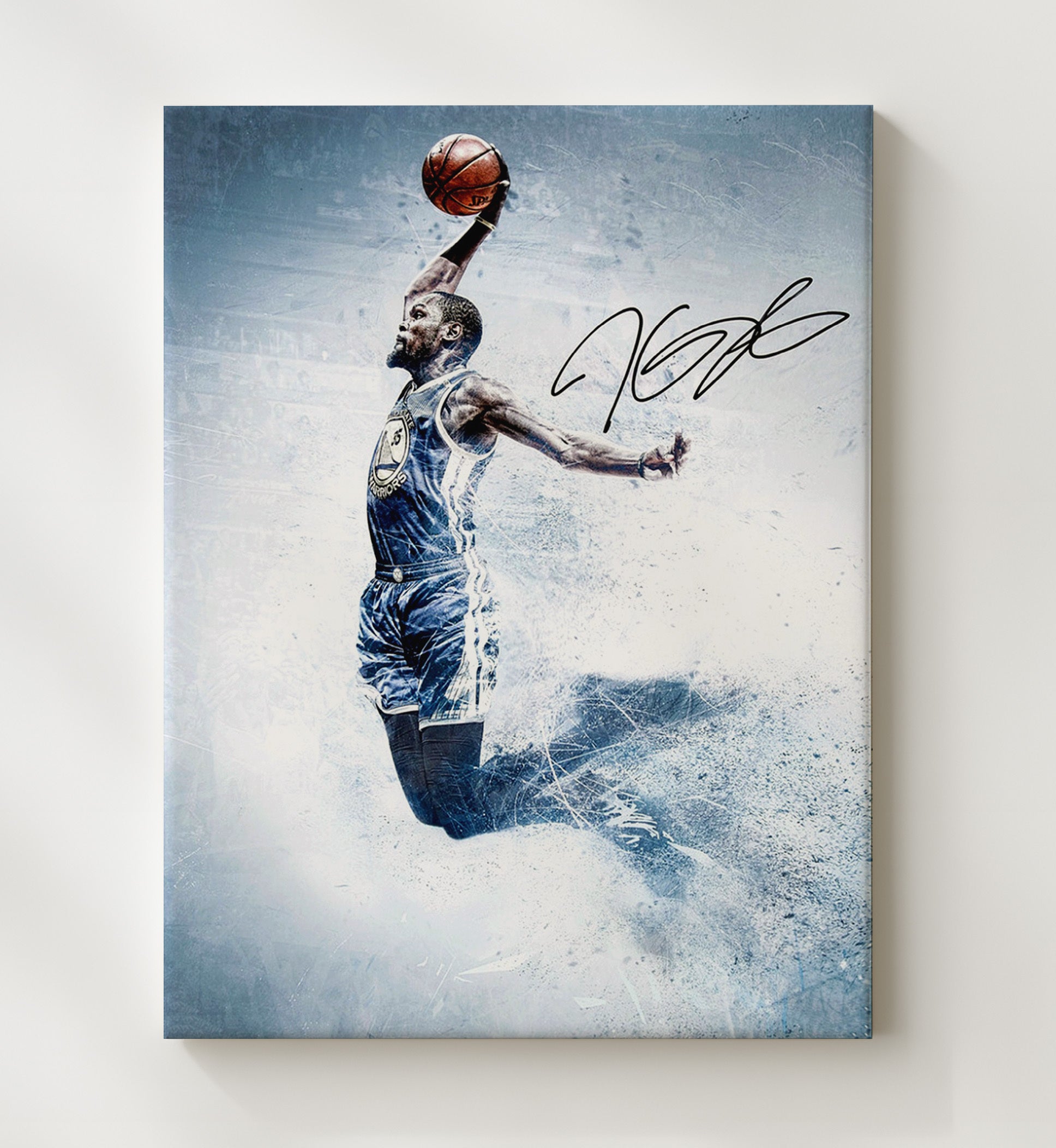 Kevin Durant Warriors Skyline Apex Flight basketball print - 20x24 Canvas wall art